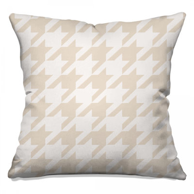 Beige Houndstooth Pattern Double Sided Throw Pillows