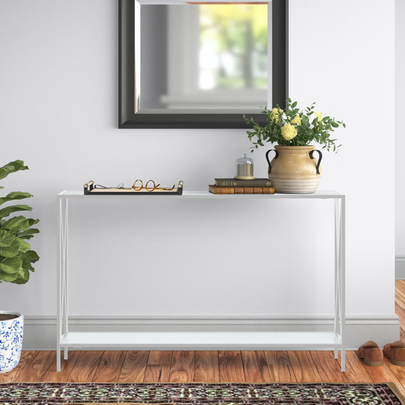 Console de 47,25 po Ariyana, Plateau blanc / base blanche