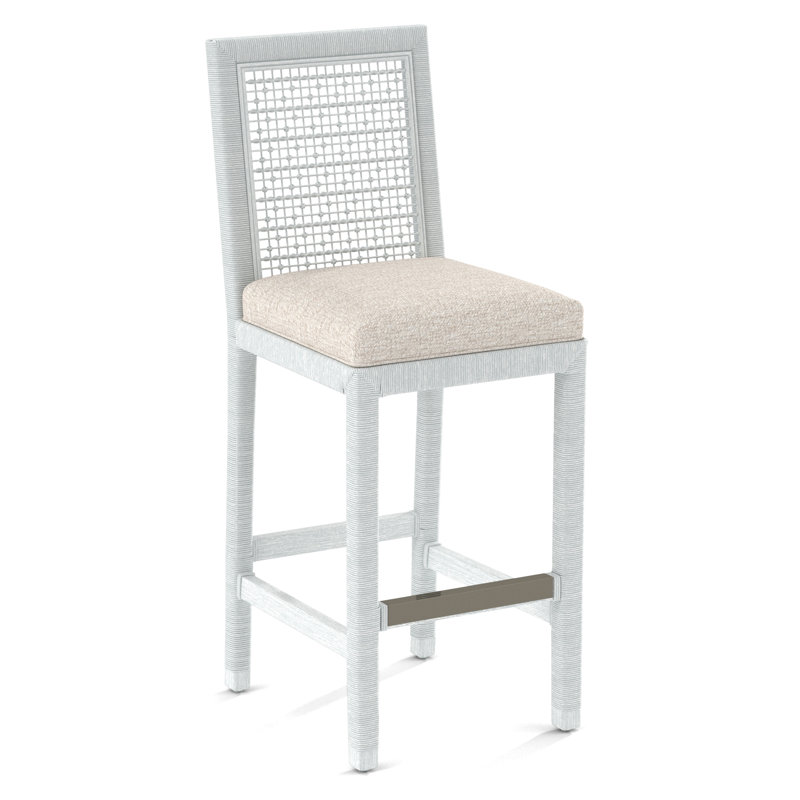 Pine Isle Bar Stool, Blue/Beige Stripe; 0209-61, Frost White