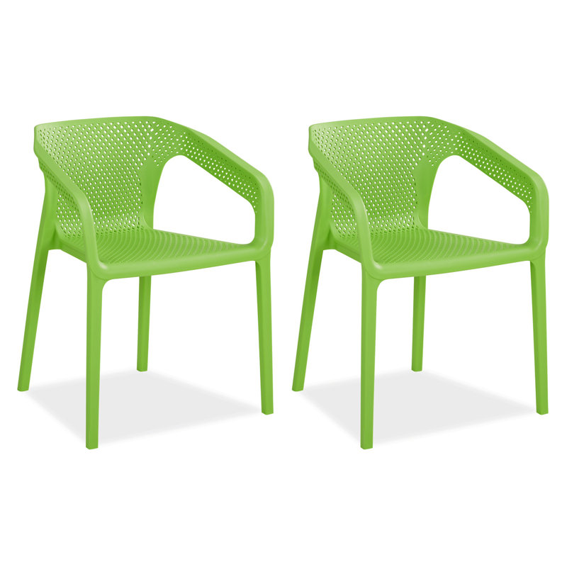 Isaias Stacking Patio Dining Armchair, Green
