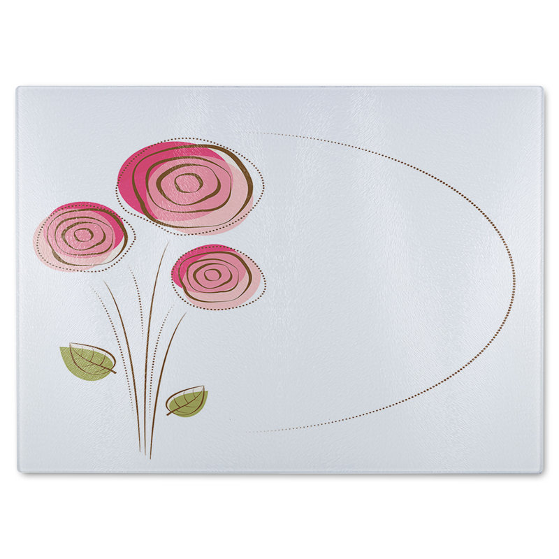 Rose Drawing Glass Chopping Board