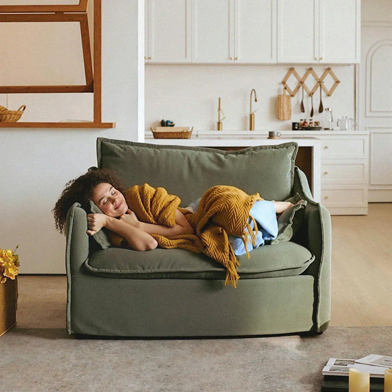 Canapé Luna-Beige avec housses amovibles, H 35 po x l 49,8 po x P 40,2 po, Vert