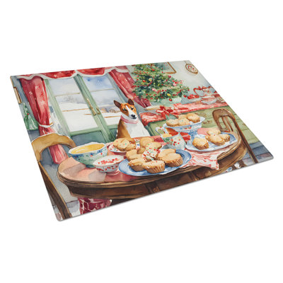 Basenji Christmas Cookies Glass Cutting Board