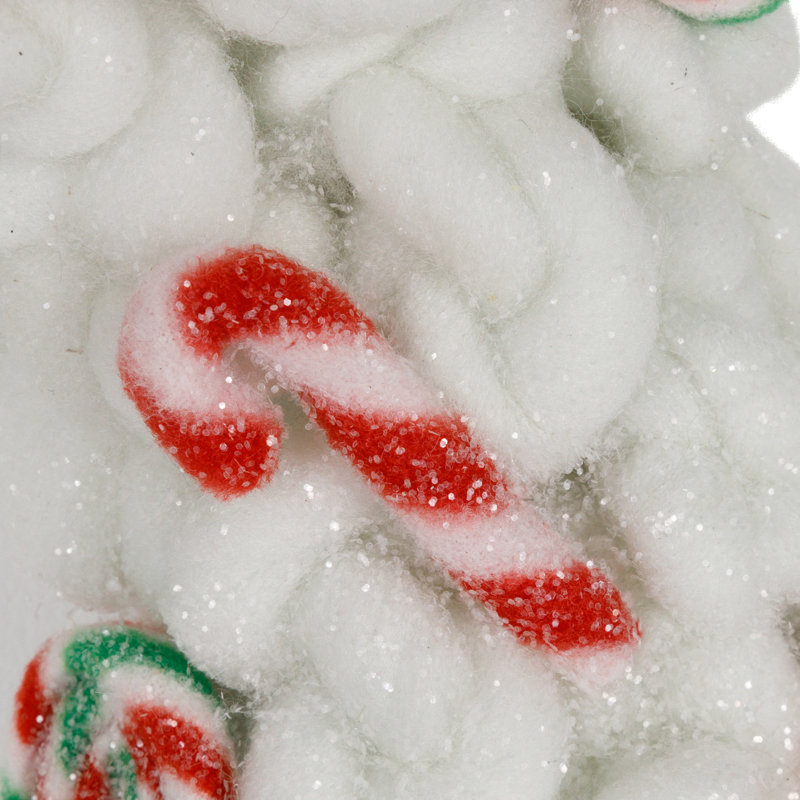 Plush Peppermint And Candy Canes Christmas Wreath Decoration - 13" - Unlit
