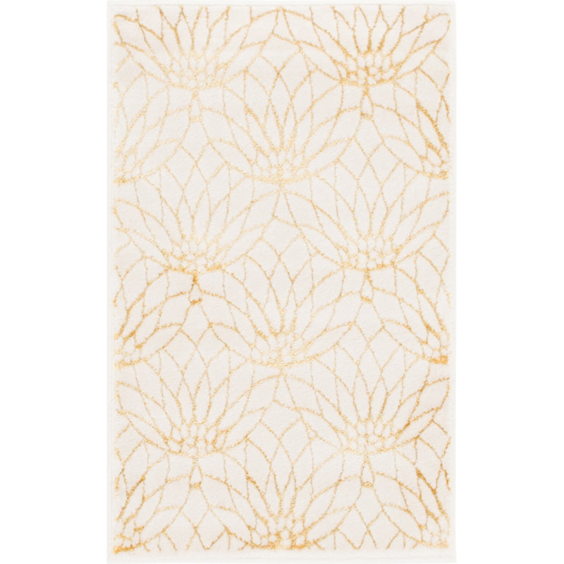 Tapis ivoire / doré Glitzy, Rectangle 2 pi x 3 pi 1 po