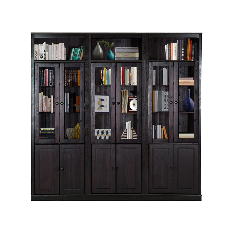 Demetricia 223cm H x 222cm W Library Bookcase, Brown