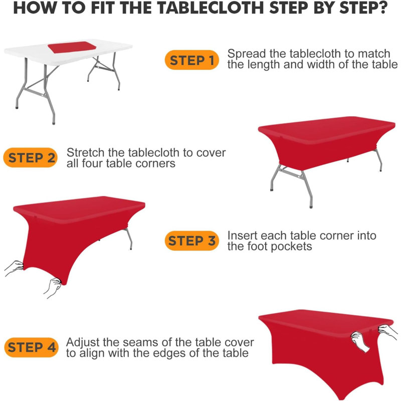 2 Pack Table Cover Fitted Rectangular Tablecloth Stretchable Fabric Lycra Table Cloth 6 Ft Wrinkle-Free For Party Tradeshows Banquet Weddings Cocktail