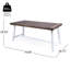 Table de salle à manger d'extérieur en bois et structure en métal rustique blanc, finition brun foncé, 29,5 po de hauteur, 70,0 po de largeur, 35,06 po de profondeur, 300 lb de capacité, pièces d'assemblage