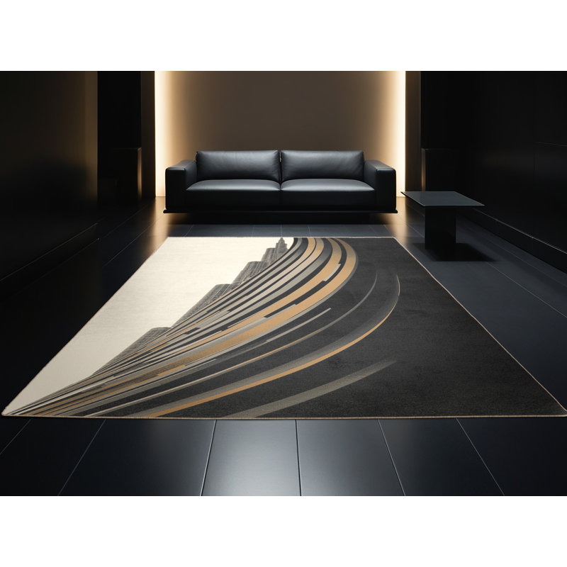 Tapis moelleux et moelleux à motif d'arc moderne et élégant Burj Khalifa, 6 X 9