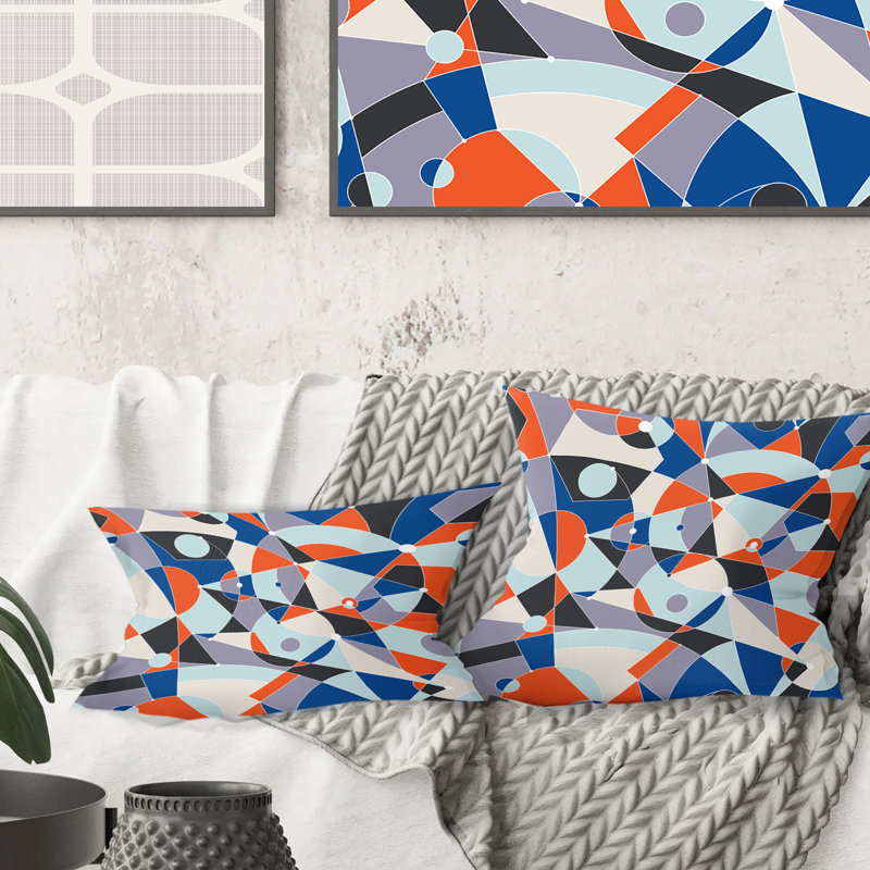 Coussin Retro Geometric Grid IV - Mid-Century Modern, 18 po x 18 po
