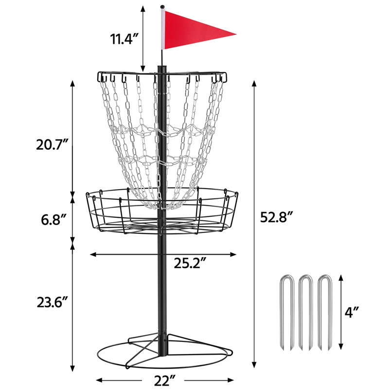  Panier de pratique pour le Disc Golf, Noir, H 52,8 po x l 25,2 po x P 25,2 po