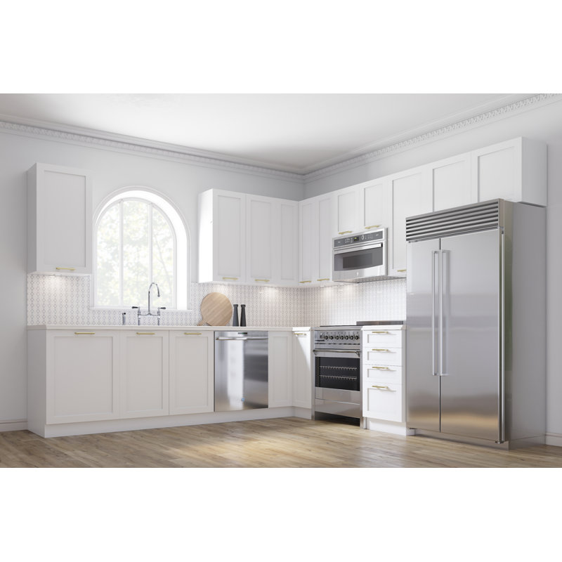 Everest Quick Assemble Modern Style, Shaker White 36 in. Lazy Susan Base Kitchen Cabinet