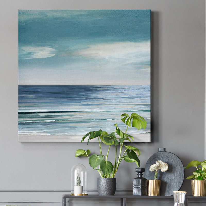 «Blue Silver Shore I», reproduction d'art sur toile tendue, H 24 po x l 24 po x P 1 po