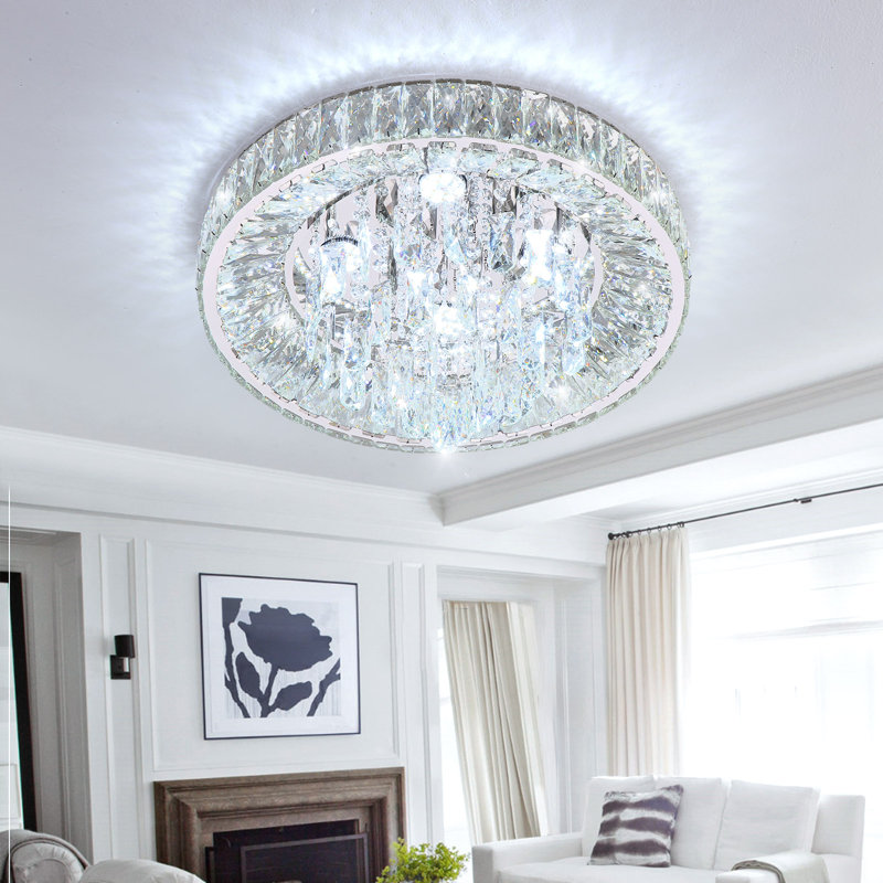 Modern Dimmable Crystal Chandelier, Silver
