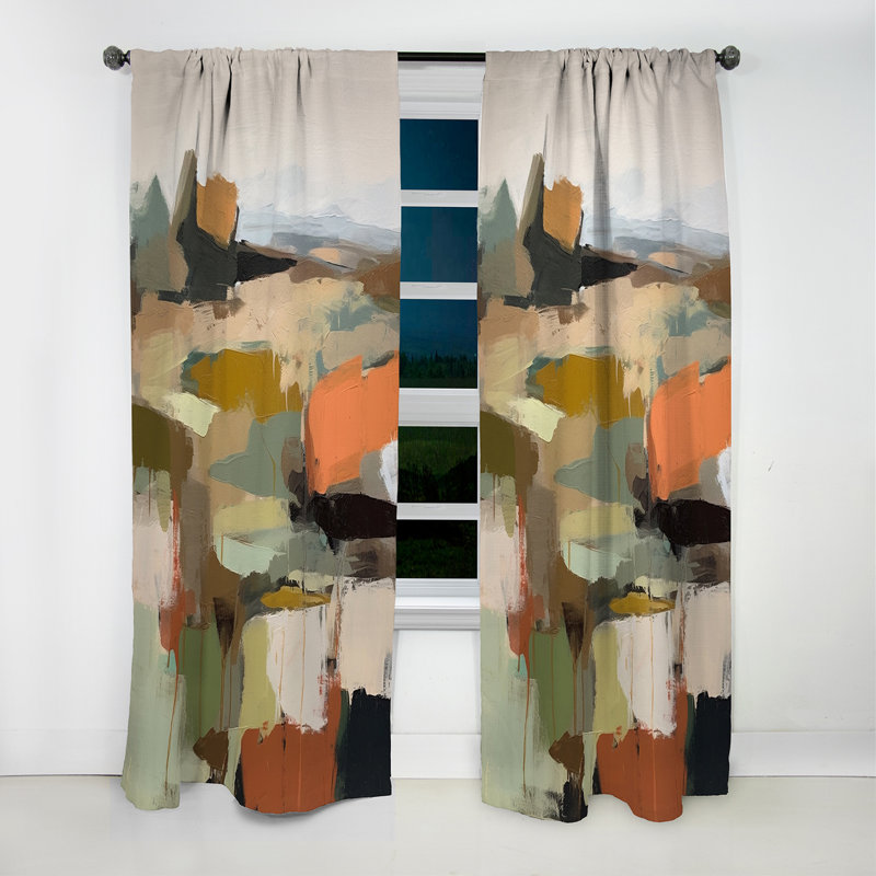 Green And Beige Transcending Reality III - Painting Abstract Blackout Curtain - 1 Panels, 52" W x 84" L