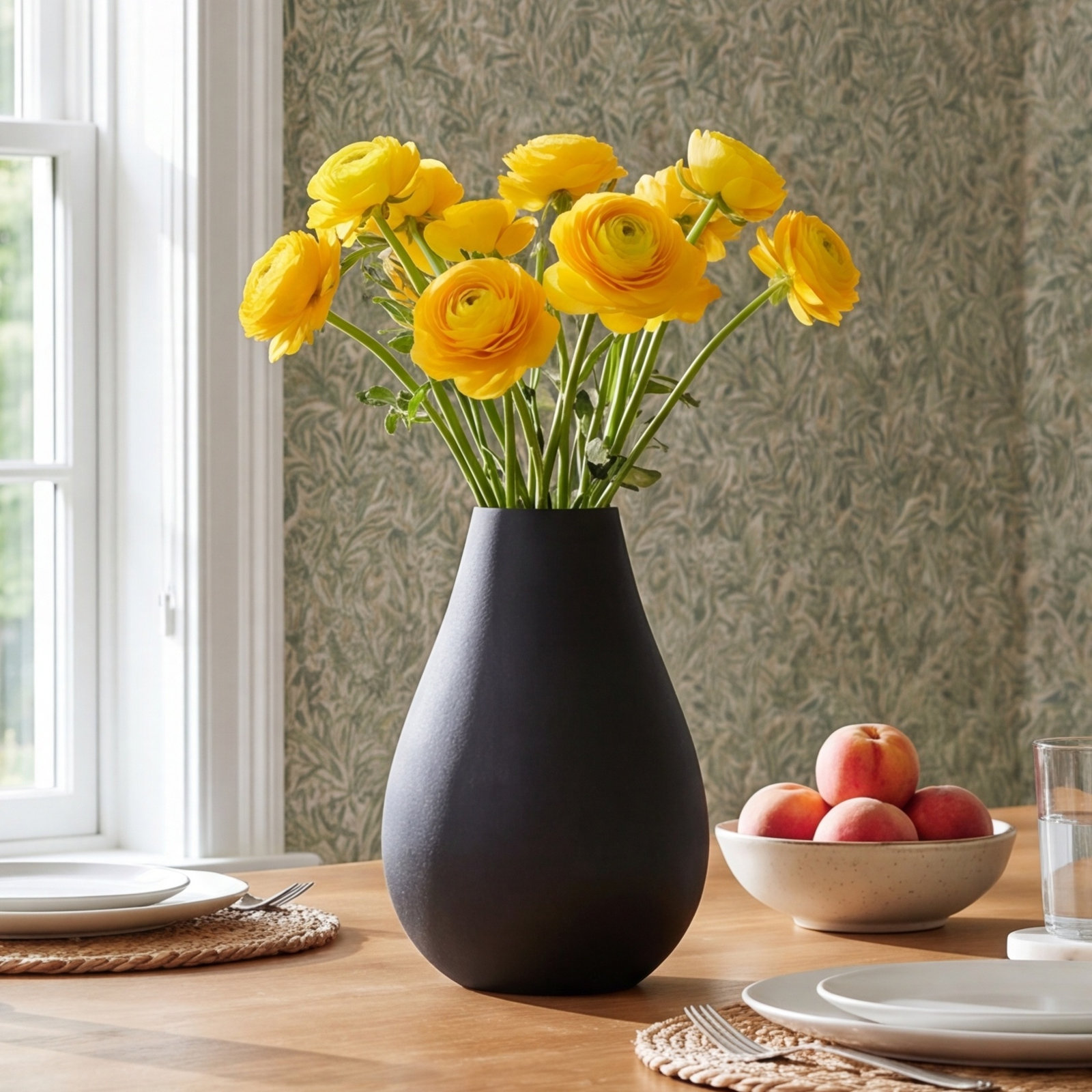 Jenny Large White Iron Table Vase, Black