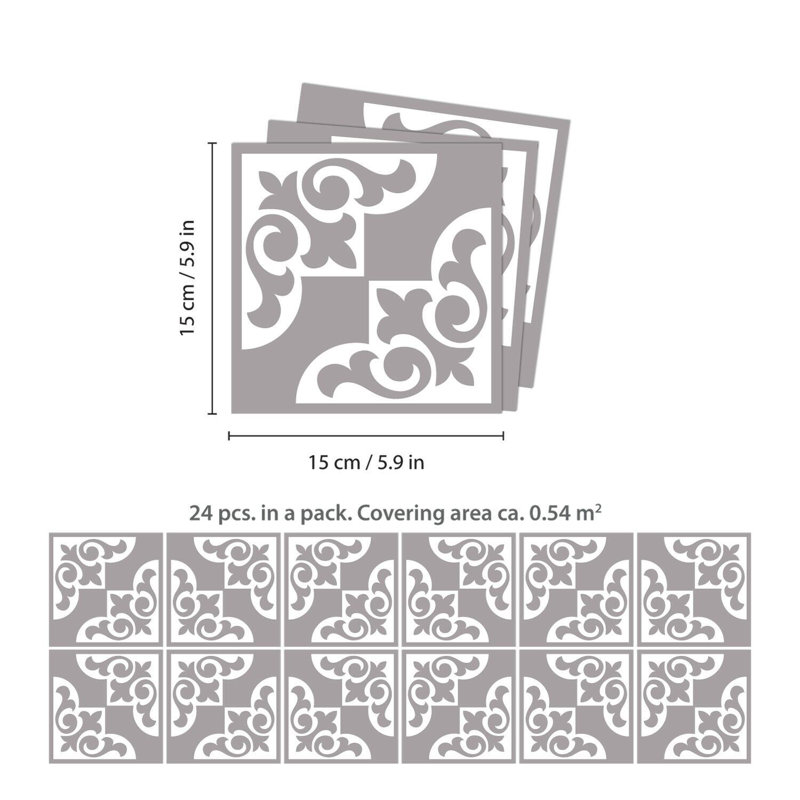 5.91'' W x 5.91'' L PVC Peel and Stick Field Tile