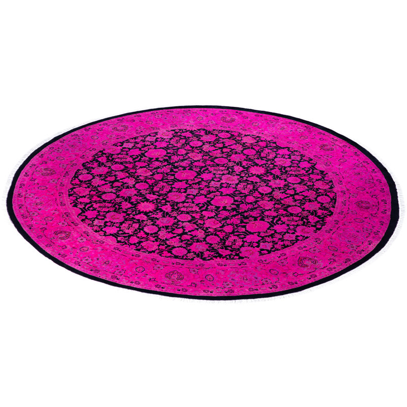 Overdyed Hand-Knotted Wool Modern-Contemporary Pink Area Rug 8' 1" x 8' 4"