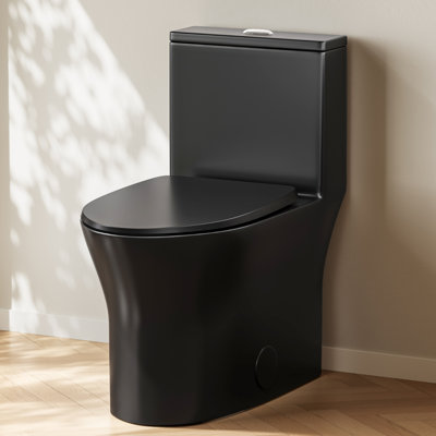 One Piece Toilet For Bathroom, Modern Bathroom Toilet with Dual Flush 1.1/1.6 Gpf Fully Skirted Toilets(Soft Close Seat)