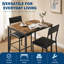 Ensemble de table de salle à manger 3 pièces industriel, table rectangulaire rustique en grain de bois rétro avec 2 chaises rembourrées en polyuréthane noir, mobilier de coin-repas en métal compact pour petit appartement