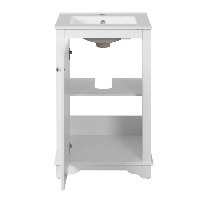 Meuble-lavabo de 20 po avec tablette réglable et porte à fermeture en douceur, White