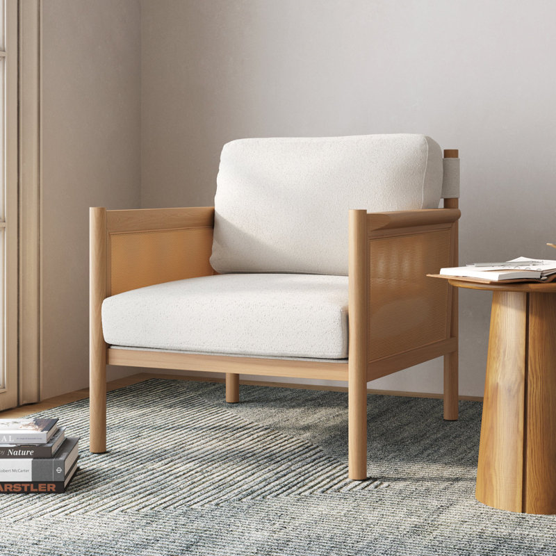 Fauteuil Boucle avec accoudoirs en rotin