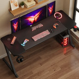 Ergonomic Black Gaming Desk PC Computer Desk Home Office With Headphone Hook