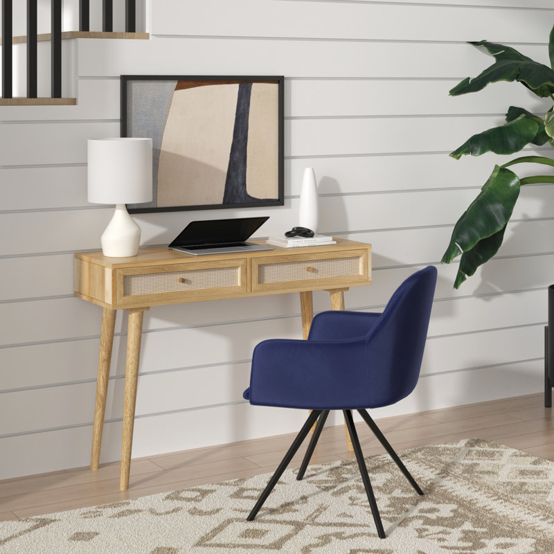Sapphire Blue Velvet Upholstered Swivel Dining Chair