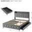 Structure de lit plateforme grand tapissier avec lit gigogne 4 tiroirs de rangement