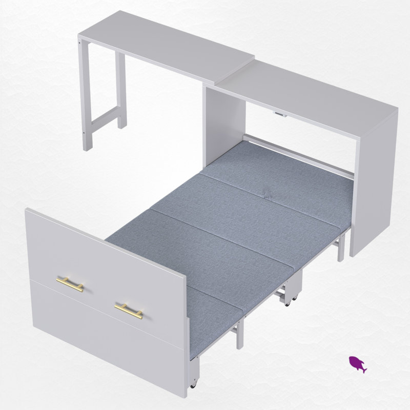 Murphy Bed With Adjustable Desk, Gray