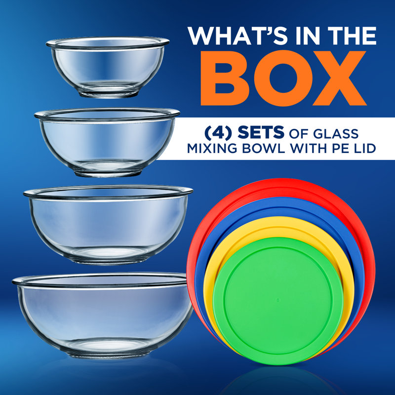 Glass 4 Piece Nested Mixing Bowl Set