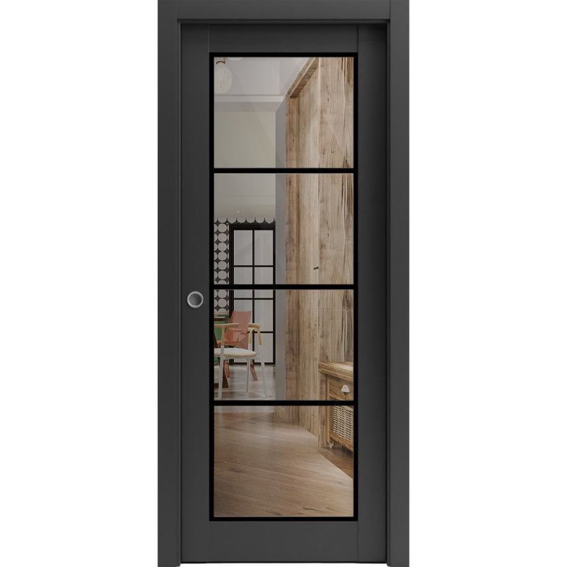 Portes françaises à panneaux, Noir mat, 18 po x 84 po