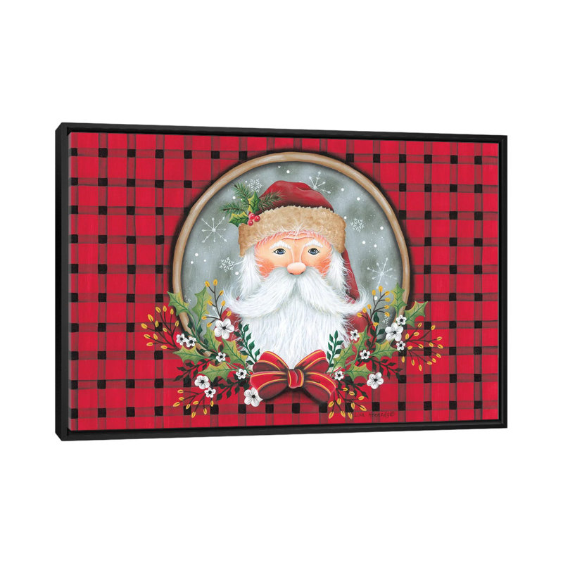 «Primitive Santa Portrait», reproduction d'art sur toile encadrée, H 18 po x l 26 po, Noir