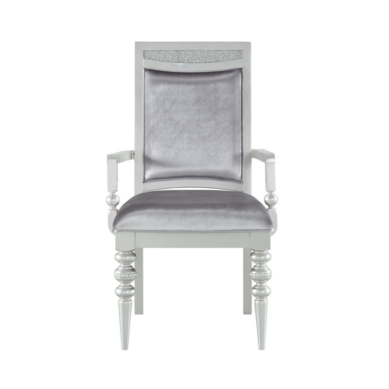Ensemble de 2 fauteuils rembourrés gris et platine