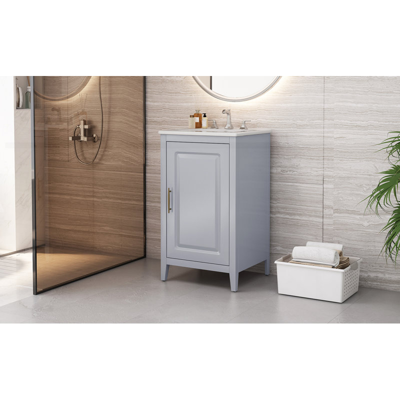 Meuble-lavabo 20,3 po avec lavabo, Gris