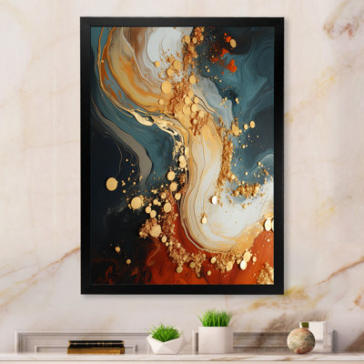 Tempête de pierre blanche, bleue et orange II abstraite