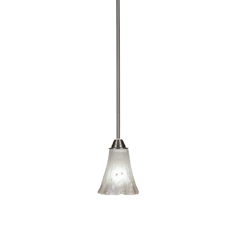 Luminaire suspendu à tige avec verre 5,5 po Achen Paramount, Blanc, Nickel brossé