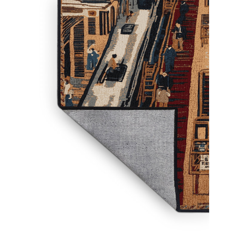 Machine Washable Transportation Black Area Rug, Square 5'