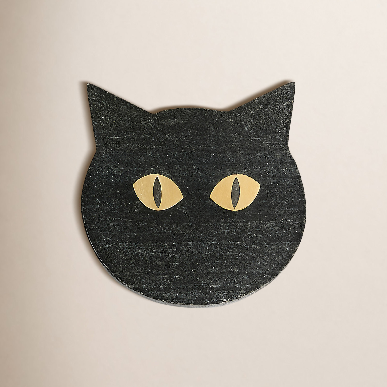 Halloween Black Cat Black Marble With Brass Inlay Serving Board