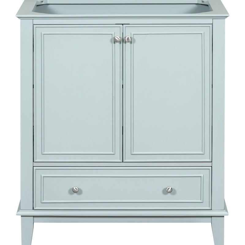 Base d'armoire de salle de bain 30 po seulement - Design moderne, porte et tiroir en bois massif, tablette réglable, base à assembler, 30 po, options de rangement