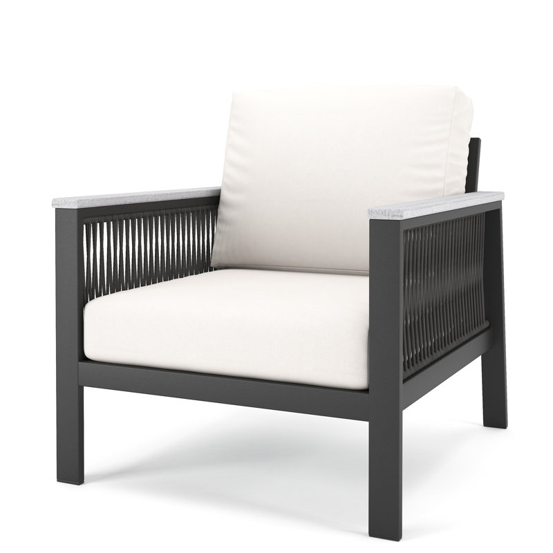 Chaise de patio avec coussins Sunbrella® Townsend, Tissu blanc Sunbrella®