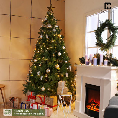 Sapin de Noël Fraser 4,5 pi avec lumières de 150 pi et branches mixtes en PVC et PE