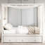 Lit à baldaquin rembourré beige avec lit gigogne et rangement-1915440186