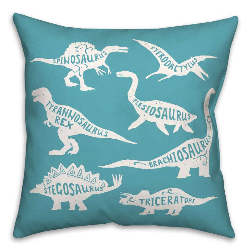  Coussin Dino, 20 po x 20 po, Bleu sarcelle