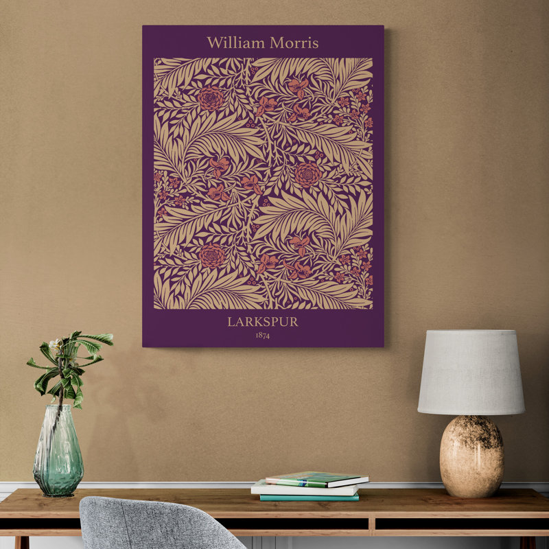 Larkspur Pattern In Purple by William Morris - Wrapped Canvas Art Prints, 31cm H x 21cm W