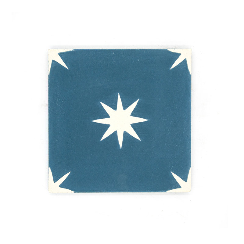 Encaustic Blue White Star 8 x 8