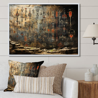 " Native Art Ancient Petroglyphs I " Mixed Media Print