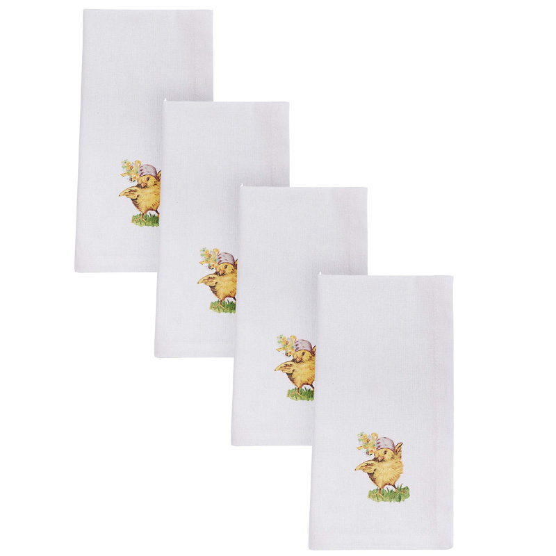  Ensemble de 4 serviettes de table blanches