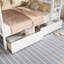 Lit superposé simple en bois d'hévéa simple avec 2 tiroirs, convertible en 2 lits simples, lit superposé simple avec échelle et garde-corps, blanc-805094256-805094257