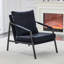 Fauteuil d'appoint en similicuir, fauteuil rembourré simple avec structure en métal noir robuste, fauteuil de lecture industriel pour salon, chambre, bureau, salle d'attente